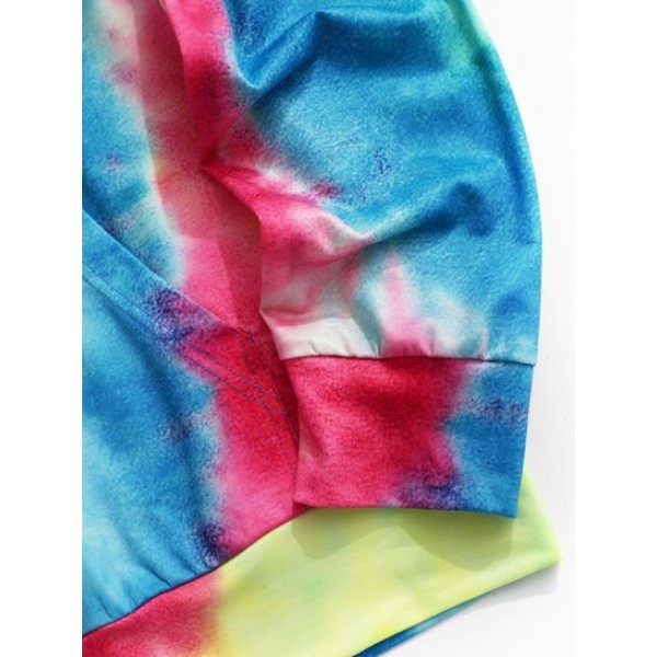 Tie Dye Print Front Pocket Hoodie